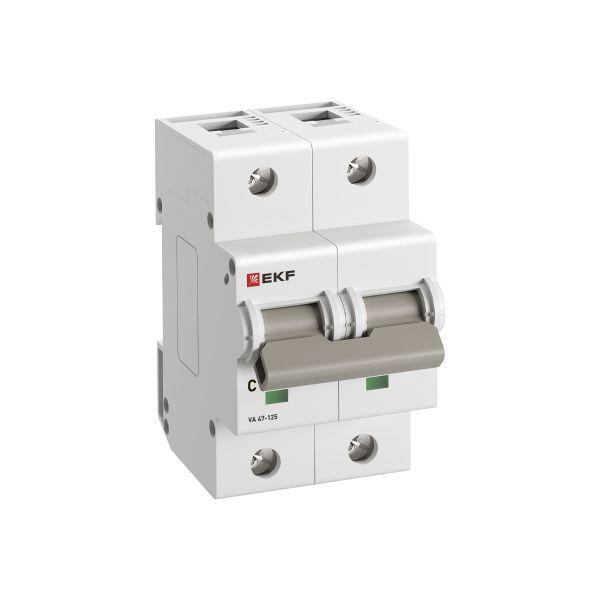 Выключатель автоматический модульный 2п C 100А 15кА ВА 47-125 PROxima EKF mcb47125-2-100C