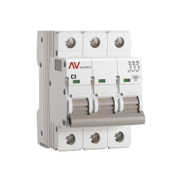 Выключатель автоматический модульный 3п C 3А 6кА AV-6 AVERES EKF mcb6-3-03C-av