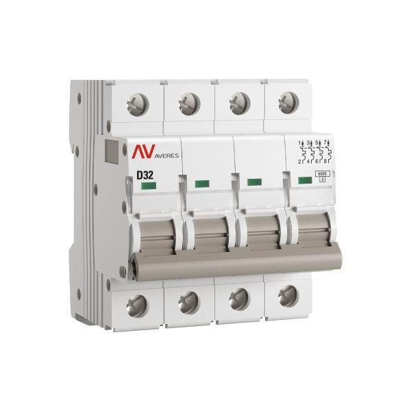 Выключатель автоматический модульный 4п D 32А 6кА AV-6 AVERES EKF mcb6-4-32D-av
