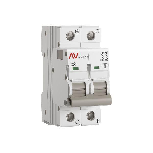 Выключатель автоматический модульный 2п C 3А 6кА AV-6 AVERES EKF mcb6-DC-2-03C-av