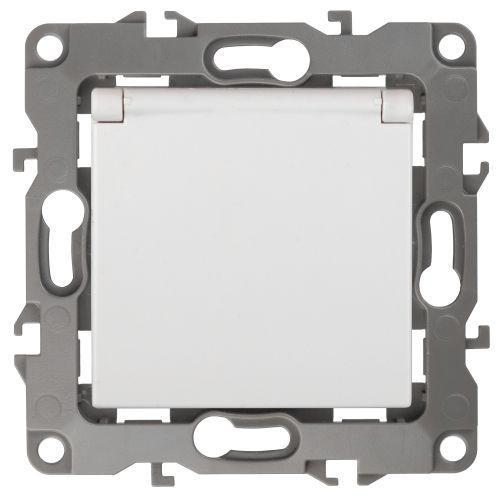 Розетка 1-м СП Эра12 12-2103-01 16А IP20 16AX 250В 2P+E Schuko защ. шторки с крышкой механизм бел. Эра Б0014693