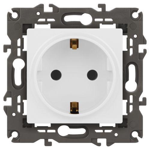 Розетка 1-м СП Эра Elegance 14-2101-01 16А IP20 16AX 250В 2P+E Schuko бел. Эра Б0034264