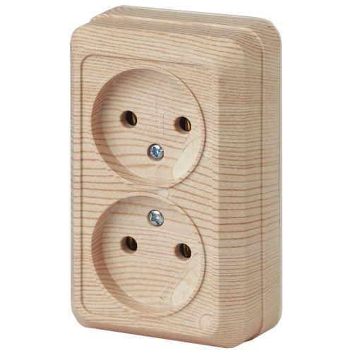 Розетка 2-м ОП Quadro 2-203-11 16А IP20 250В 2х2P сосна Intro Б0053798