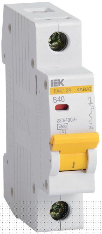 Выключатель автоматический модульный 1п B 40А 4.5кА ВА47-29 IEK MVA20-1-040-B