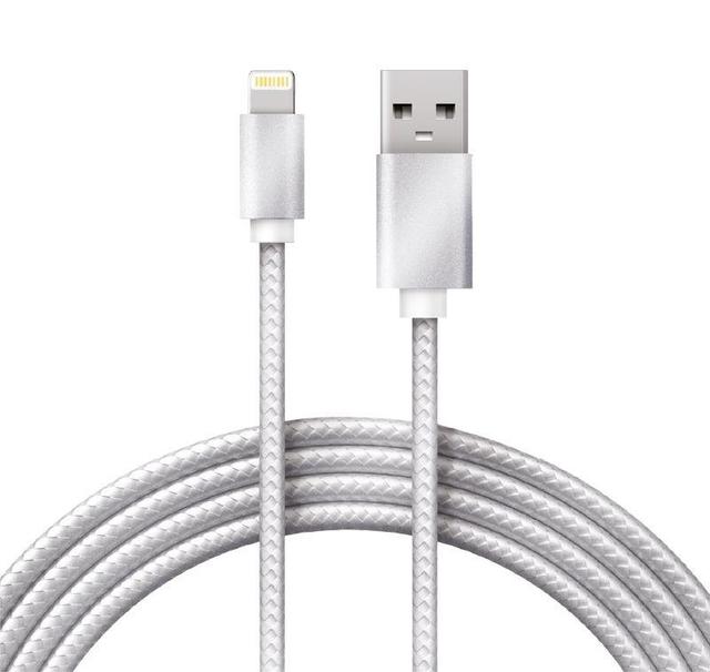 Кабель USB-Lightning 1м серебристая нейлоновая оплетка Rexant 18-7051