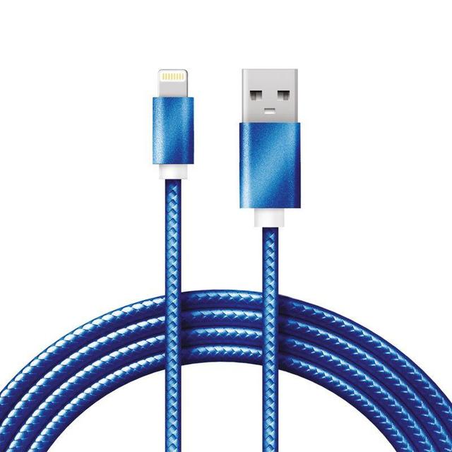 Кабель USB-Lightning 1м син. нейлоновая оплетка Rexant 18-7052