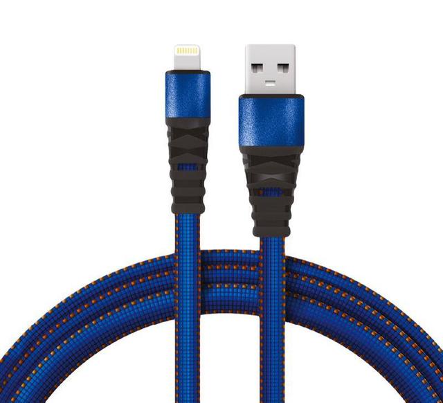 Кабель USB-Lightning 2.4А 1м син. нейлоновая оплетка Rexant 18-7053