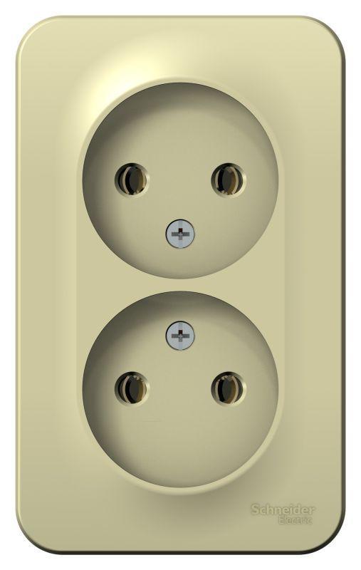 Розетка 2-м ОП Blanca 16А IP20 250В без заземл. без защ. шторок с изолир. пластиной беж. SE BLNRA000217