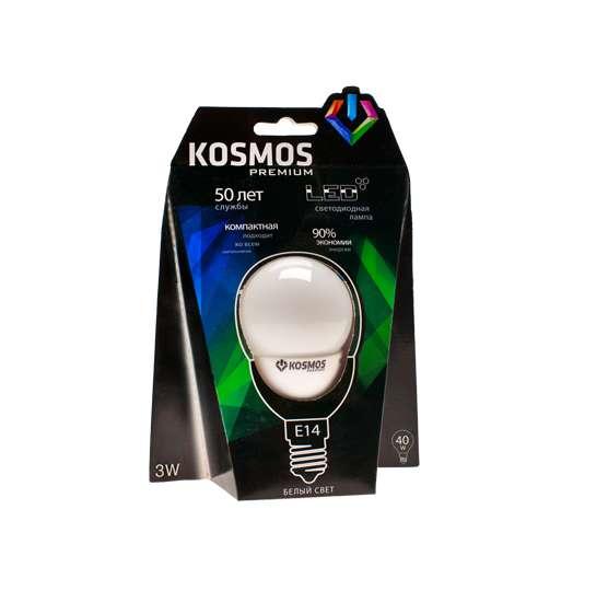 Лампа светодиодная KOSMOS premium 3Вт Шар 45мм E14 230В 4500К Космос KLED3wGL45230vE1445