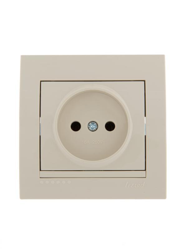 Розетка 1-м СП Deriy 16А IP20 без заземл. керамика крем. LEZARD 702-0303-121
