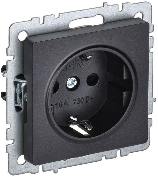 Розетка BRITE РС11-1-0-БрЧ 16А с заземл. без защ. шторки черн. IEK BR-R11-16-K02
