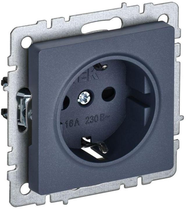 Розетка BRITE РС14-1-0-БрМ 16А с заземл. защ. шторки маренго IEK BR-R14-16-K35