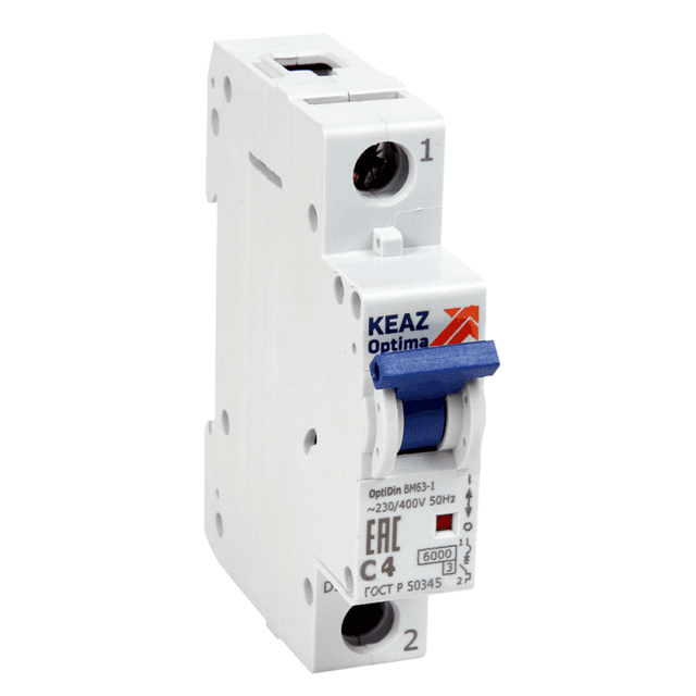 Выключатель автоматический модульный 1п C 40А 6кА OptiDin BM63-1C40-УХЛ3 (ВМ63) КЭАЗ 103552