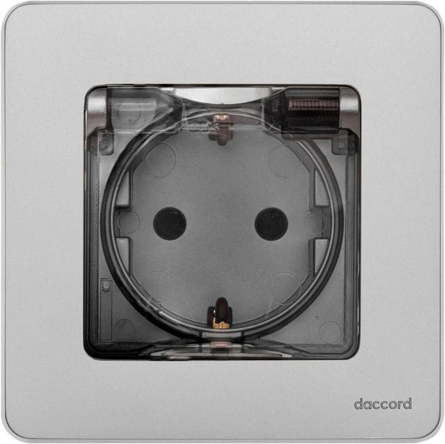 Розетка 1-м СП Inspiria 16А IP44 250В 2P+E защ. шторки с крышкой немецк. стандарт механизм алюм. Leg 673742