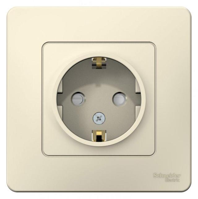 Розетка 1-м СП Blanca 16А IP20 250В с заземл. защ. шторки молоч. SE BLNRS001112