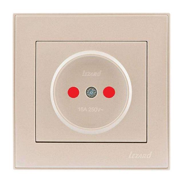 Розетка 1-м СП Rain 16А IP20 защ. шторки керамика жемчуж./бел. метал. LEZARD 703-3030-124